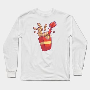 French fries with chili sauce cartoon Long Sleeve T-Shirt